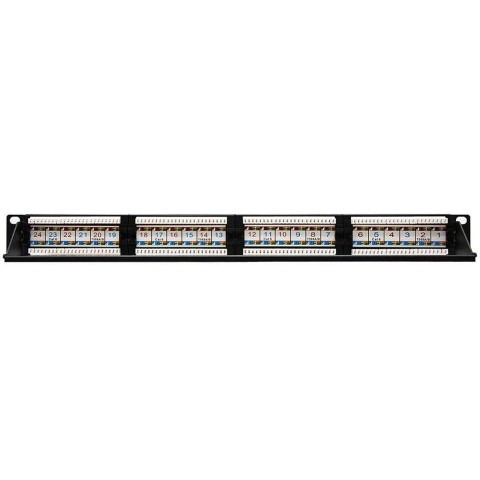 Patch Panel 1U x 24 puertos CAT6 UTP con pasah. trasero