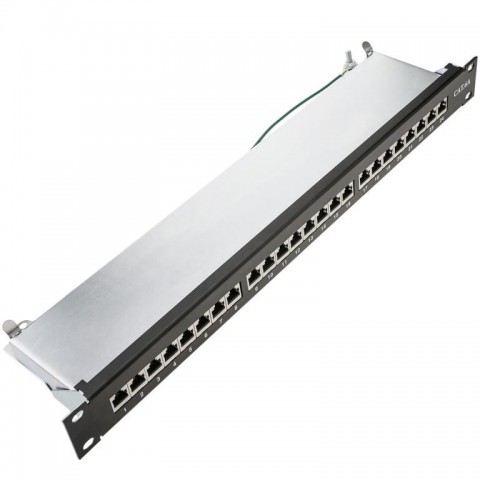 Patch Panel 1U x 24 puertos CAT6A FTP Negro