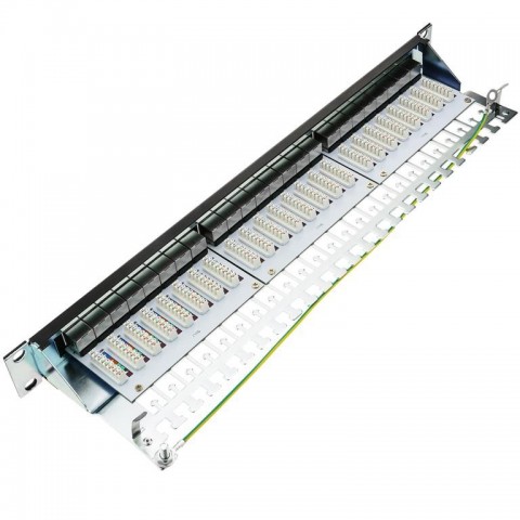Patch Panel 1U x 24 puertos CAT6A FTP Negro
