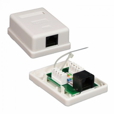 Roseta Superficie sal. Lateral CON 1 RJ-45 CAT5e UTP tipo 110