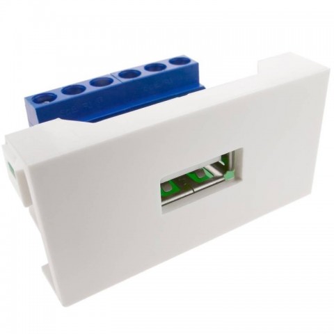 Modulo 45x22 5 con USB 2 0 Hembra Tipo A  Blanco /