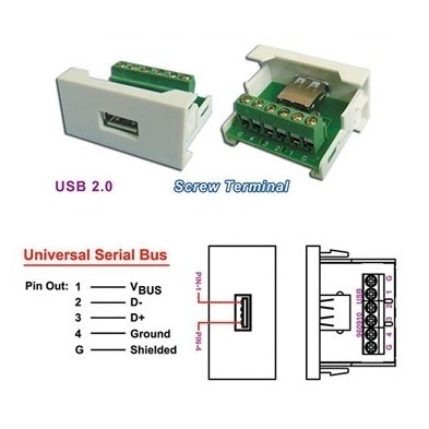 Modulo 45x22 5 con USB 2 0 Hembra Tipo A  Bl-Beige