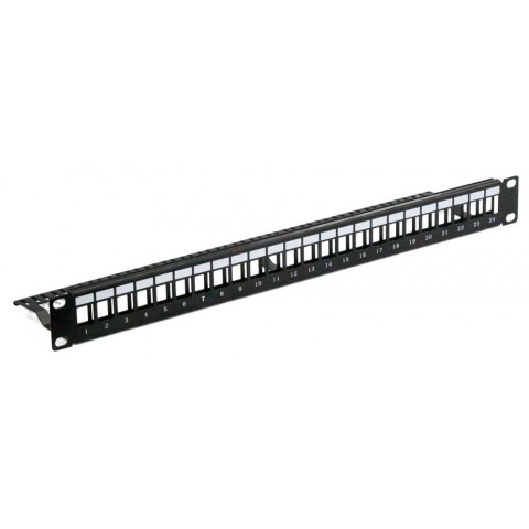 Panel 19" x 1U VACIO 24 Keystone con Pasahilos Trasero