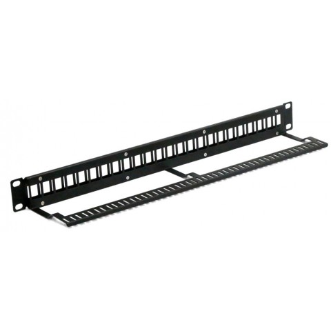 Panel 19" x 1U VACIO 24 Keystone con Pasahilos Trasero