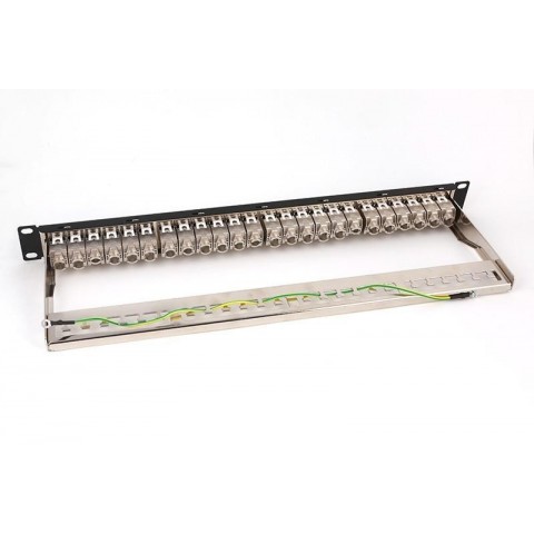 Panel 19" x 1U VACIO 24 Keystone UTP/FTP con Pasahilos Trasero de Aluminio y toma de tierra