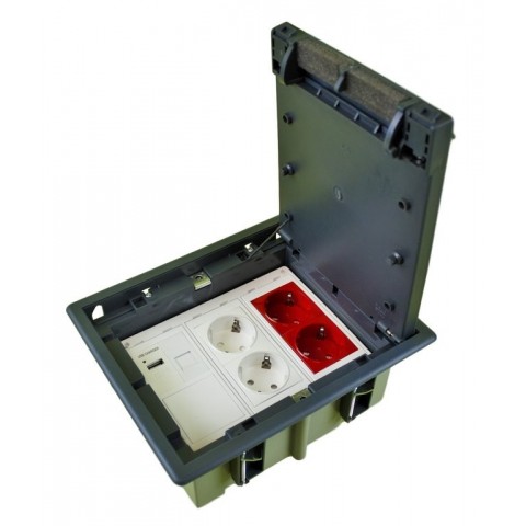 Caja de F. SUELO Prof. 92-128mm de 3 Elementos, Incluye Marco Adapt. (Blanco/4)
