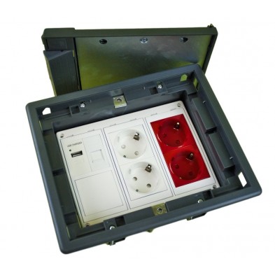 Caja de F. SUELO Prof. 92-128mm de 3 Elementos, Incluye Marco Adapt. (Blanco/4)