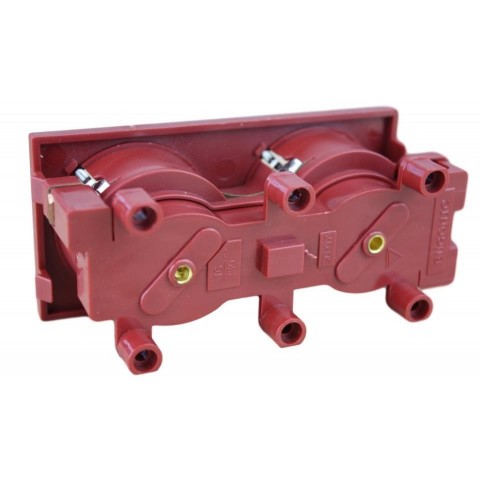 Schuko doble CON piloto para CAJA mecanismos  ROJO