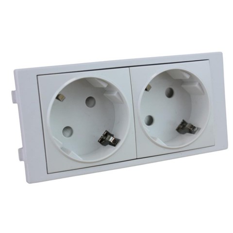 Schuko doble sin piloto para CAJA mecanismos (BLANCO/4)