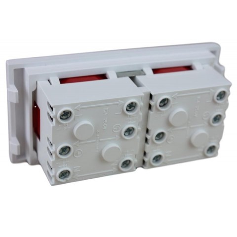 Schuko doble sin piloto para CAJA mecanismos  ROJO