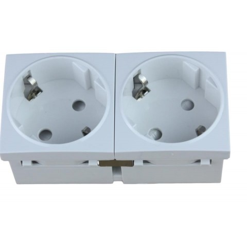 Schuko DOBLE con proteccion para PERFIL PLUS   BLA