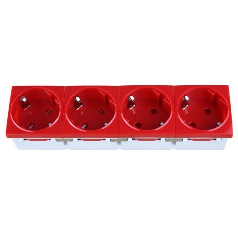 Schuko CUADRUPLE con proteccion para PERFIL PLUS 