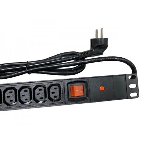 Regleta 19"x1Ux 12 tomas IEC C13 CON interruptor + Prot. Sobrecarga