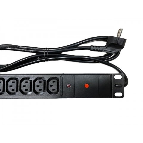 Regleta 19"x1Ux 12 tomas IEC C13 SIN int con Led Indicador + Prot. Sobrecarga