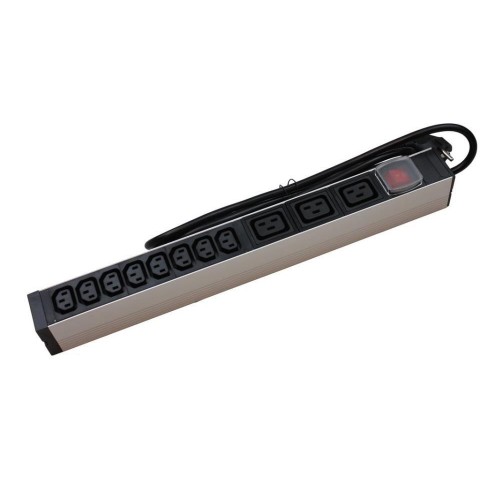 Regleta 19"x1Ux 8 tomas IEC C13 + 3 tomas IEC C19 CON interruptor y toma shucko macho