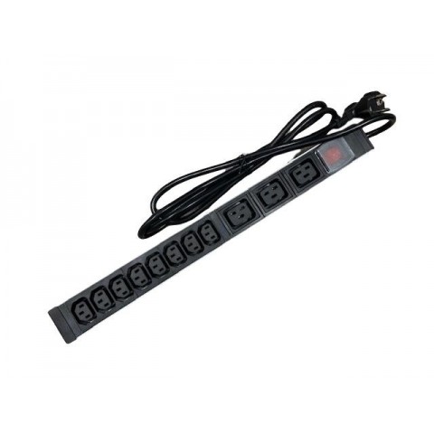 Regleta 19"x1Ux 8 tomas IEC C13 + 3 tomas IEC C19 CON interruptor y toma shucko macho