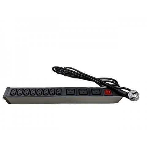 Regleta 19"x1Ux 8 tomas IEC C13 + 3 tomas IEC C19 CON interruptor y toma shucko macho