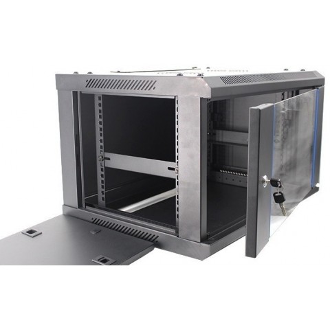 RACK Mural de 19" x 6U x 450. Laterales desmontables. Color Negro