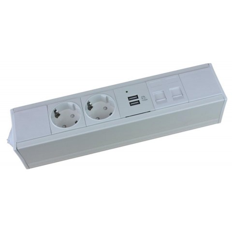 Perfil PLUS BLANCO para 5 mecanismos de 45x45 útiles
