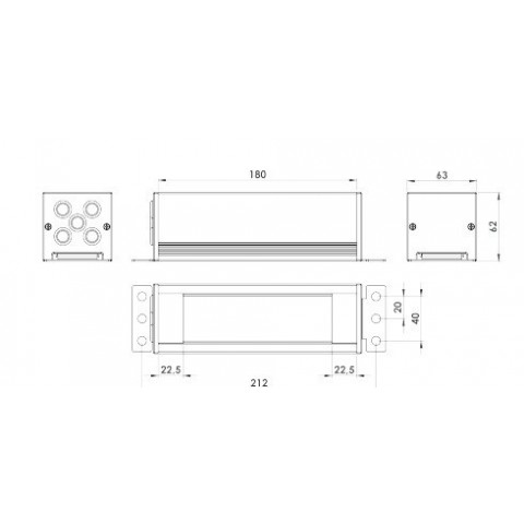Perfil Sencillo PLUS para 3 mecanismos de 45x45 útiles