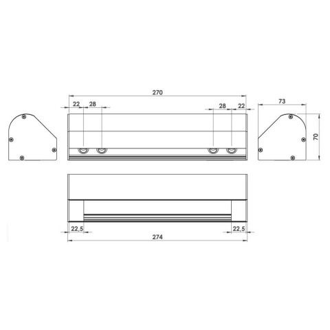 Perfil para SOBREMESA BLANCO de 5 mecanismos de 45x45 útiles