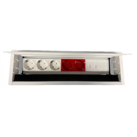Perfil de Empotrar en mesa CON TAPA BLANCO para 6 MEC de 45x45 utiles