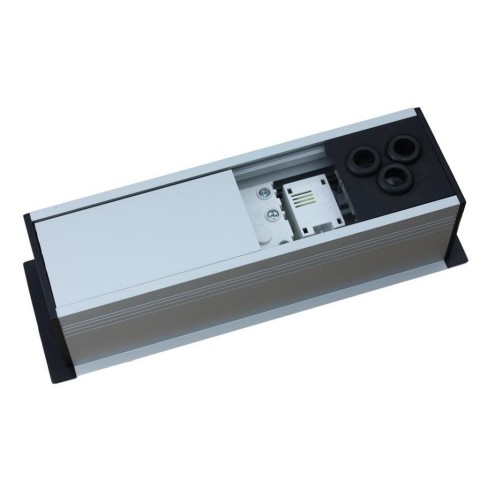 Perfil para empotrar en mesa SIN TAPA de 3 mecanismos de 45x45 útiles