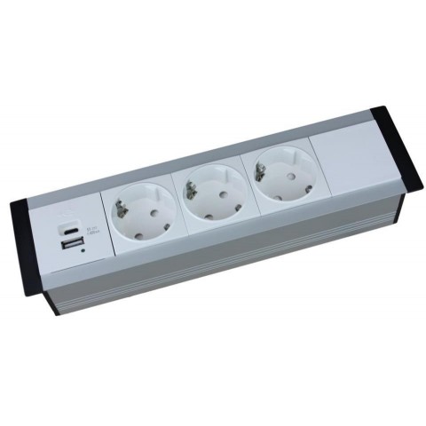 Perfil para empotrar en mesa SIN TAPA de 4 mecanismos de 45x45 útiles