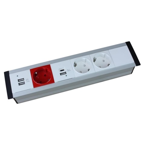 Perfil para empotrar en mesa SIN TAPA de 5 mecanismos de 45x45 útiles