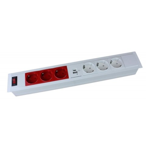 Perfil de empotrar en mesa SIN TAPA BLANCO de 8 mecanismos de 45x45