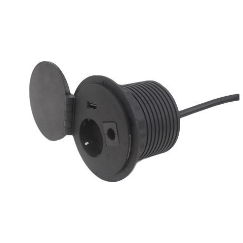 Perfil CIRCULAR Negro para empotrar en mesa con Ca