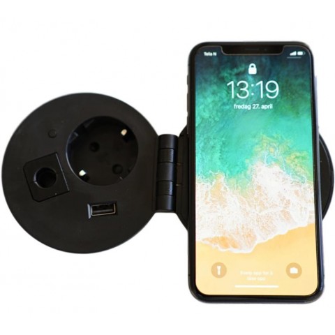 Perfil CIRCULAR Negro para empotrar en mesa con Ca