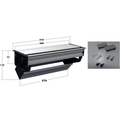 Perfil de Empotrar en mesa CON TAPA BLANCO para 5 MEC de 45x45 utiles