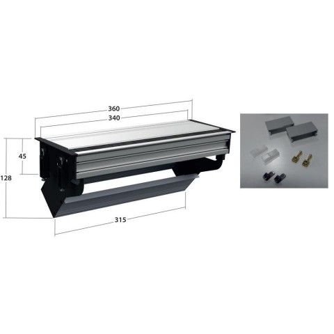 Perfil de Empotrar en mesa CON TAPA para 6 mecanismos de 45x45 utiles