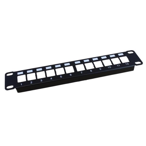Mini Panel 10" VACIO para 12 tomas RJ45 tipo Keystone para Mini Mural