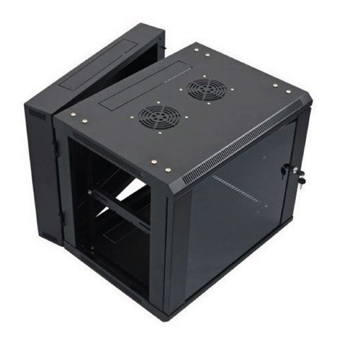 RACK Mural 15U de 2 Cuerpos 600 x F550. Laterales desmontables. Color Negro