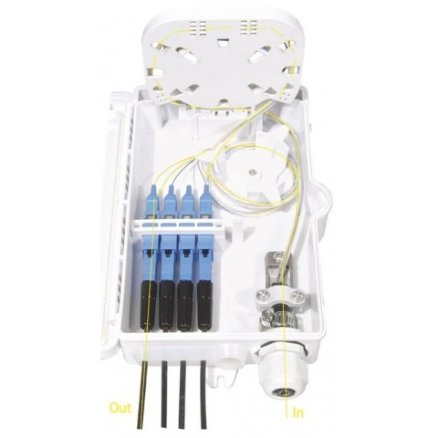 Caja F.O. de Exterior IP-65 CON LLAVE PARA 4 SC Simplex / LC Duplex . Tamaño 190x120x45 mm