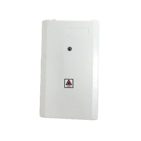 Caja F.O. de distribución y empalme para 8 SC Simplex / LC Duplex. Tamaño 235x125x50 mm