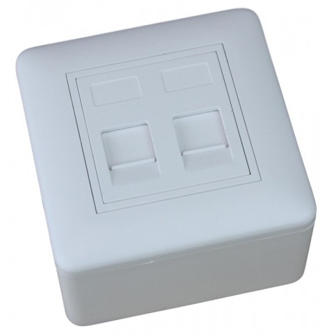 KIT Caja superficie 80x80 + Marco + 1 unid. placa de 45x45 para 2 RJ45
