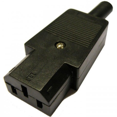 Conector Aéreo IEC C13 (10A/220V) Hembra Negro CON HOMOLOGACIÓN