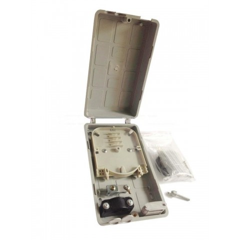 Caja empalme GRANDE de F.O. para 12 fusiones y derivación FTTH. Tamaño 185x110x45 mm