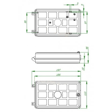 Caja empalme GRANDE de F.O. para 12 fusiones y derivación FTTH. Tamaño 185x110x45 mm