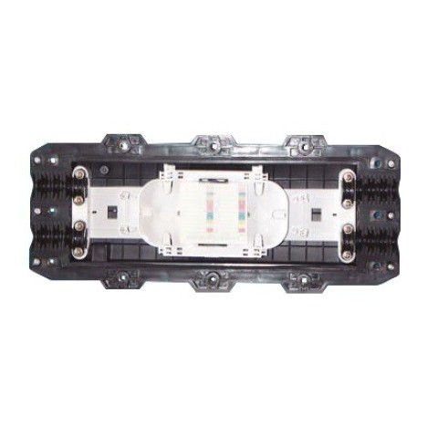 Caja empalme IP-68 Horizontal F.O. para 48 fusiones y derivación. Puertos 4 max 20mm. 2 Caset. Tamaño 432x186x100 mm