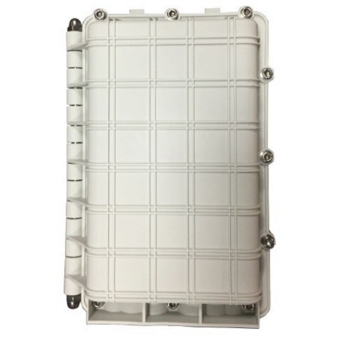 Caja empalme IP-68 Vertical F.O. para 24/48 fusiones. Puertos 6 max 21mm. 4 Caset. Tamaño 200x300x85 mm