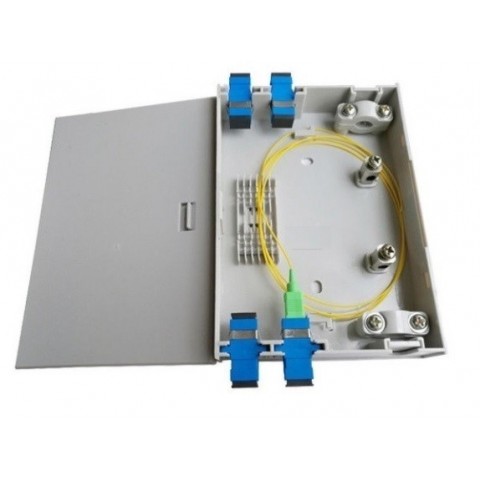 Caja empalme de F.O. para 6 fusiones y distribución interior. Tamaño 152x107x31 mm