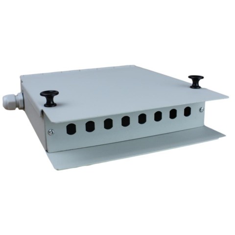 Caja mural metálica de F.O. para 8 ST Simplex. Gris
