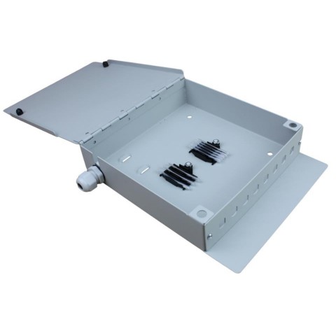 Caja mural metálica de F.O. para 8 ST Simplex. Gris