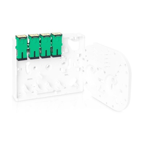 Caja F.O. de plástico para carril DIN para 4 tomas SC SIMPLEX (SIN ALA)