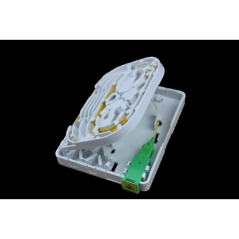 Caja F.O. de superficie CON 1 adaptador SC/APC Simplex CON VENTANA + Pigtail SC/APC SM de 1,50 metros