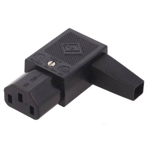 Conector Aereo IEC C13  10A/220V  Hembra Negro Ang